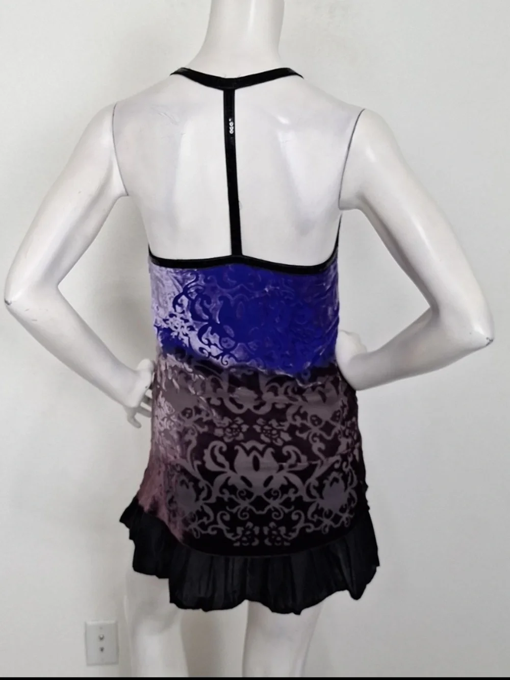 Free People Purple Black Burnout Velvet Ombre Boho Tunic Mini Dress Size 0